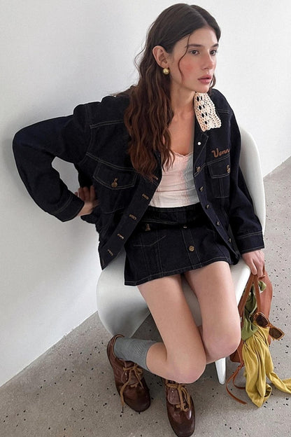 Blue Detachable Denim Jacket Set-Up