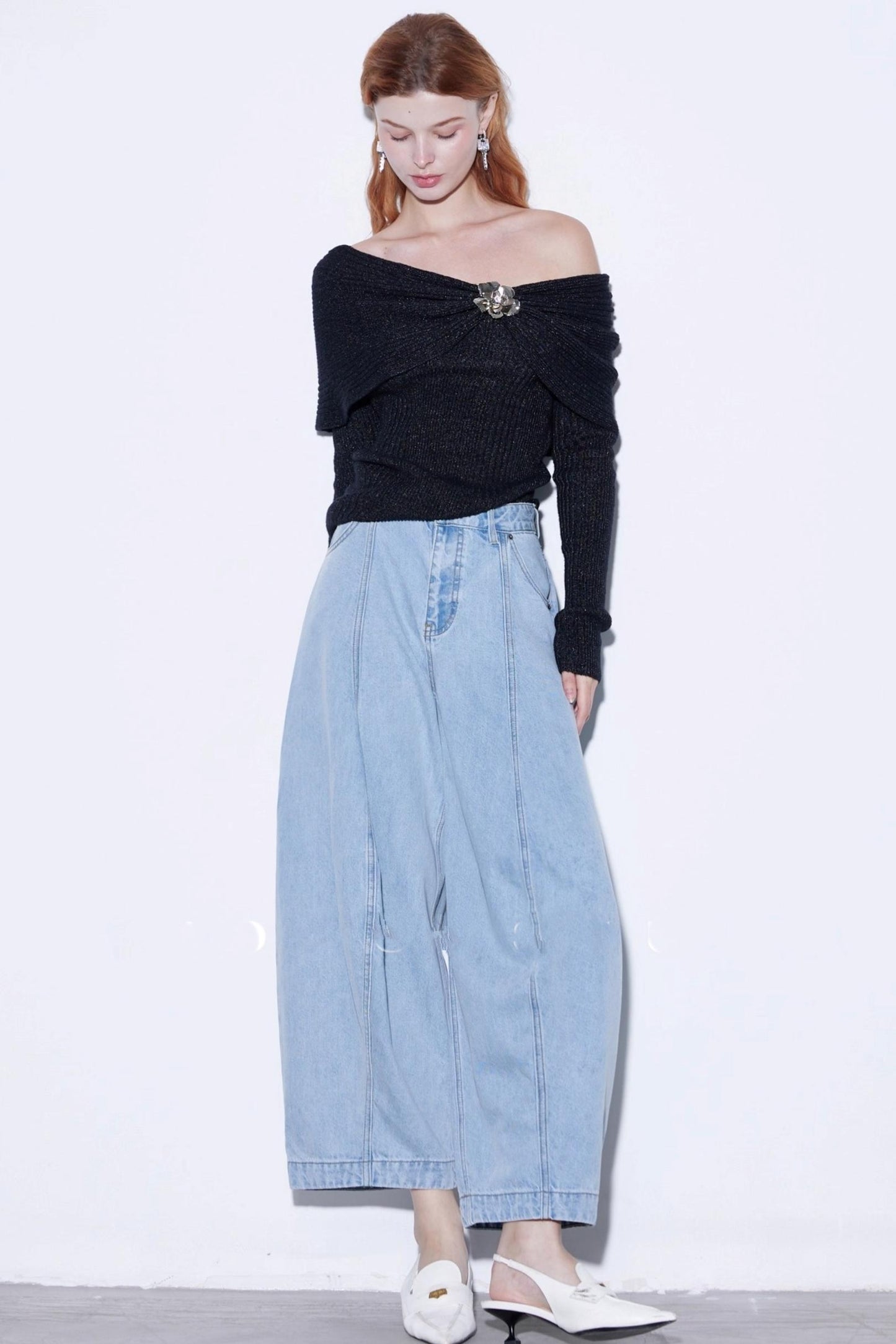 Deconstruction Front Split Denim Pants