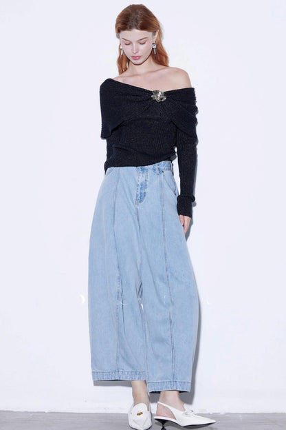 Deconstruction Front Split Denim Pants