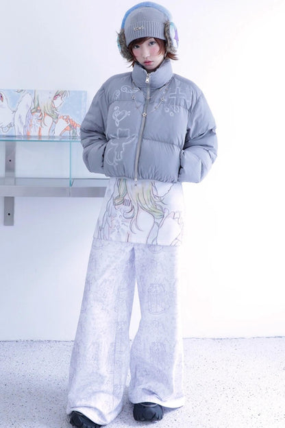 Dreamcore Blue Gray Reversible Padded Jacket