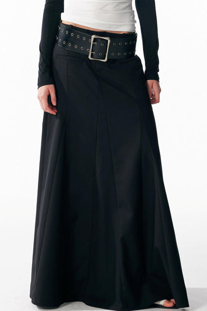 Vintage Black Low Waist A-Line Skirt