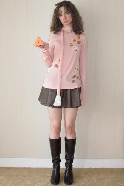 Vintage Distressed Leather Skirt