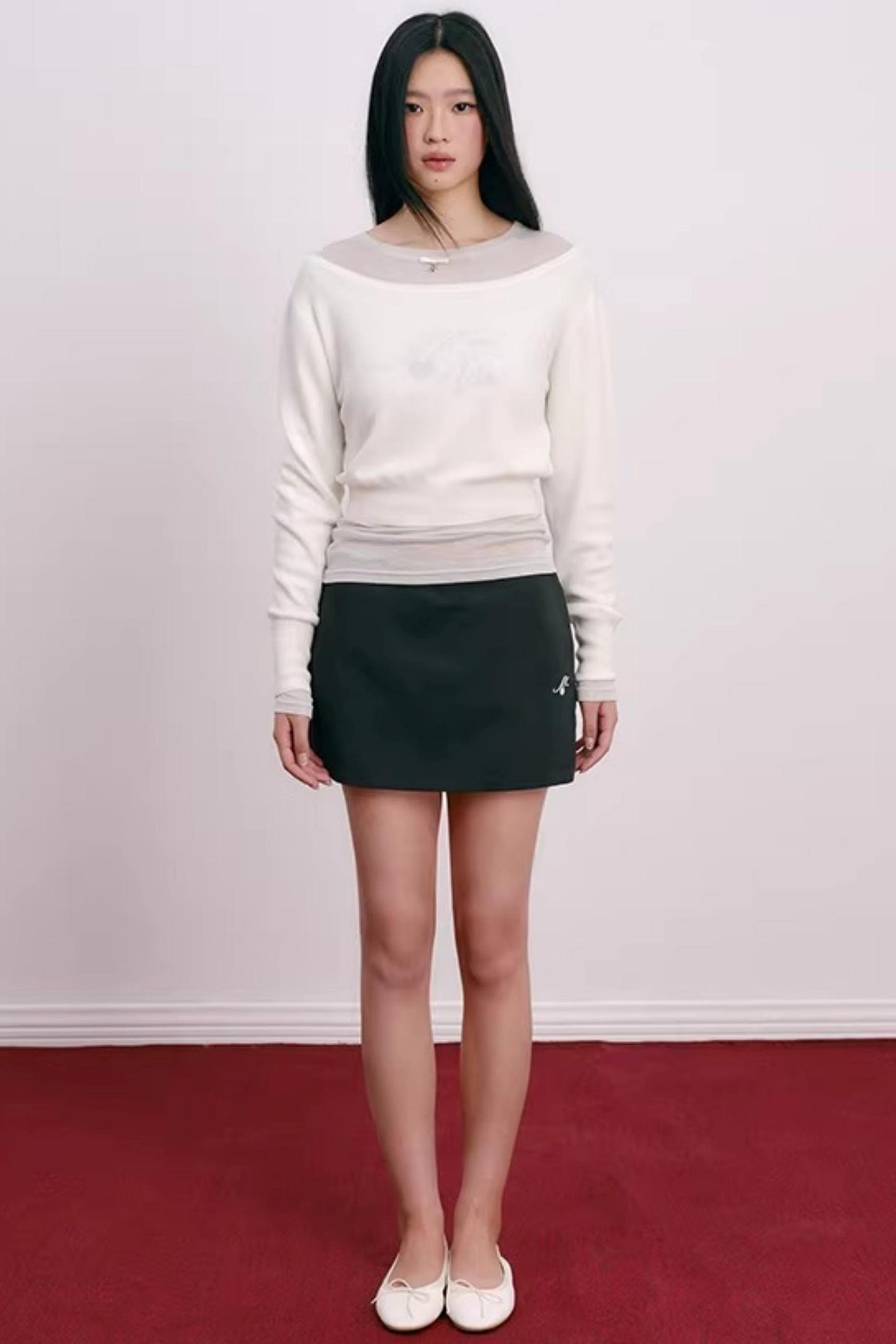 Flocked Cherry A-Line Skirt