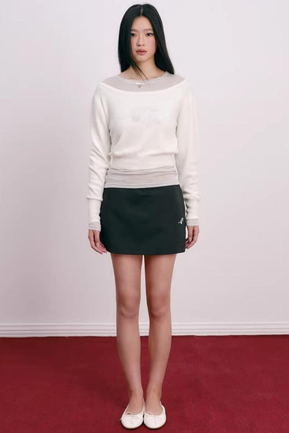 Flocked Cherry A-Line Skirt