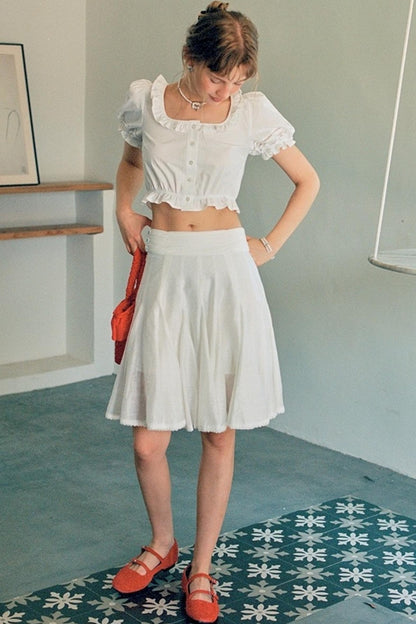 White Lace A-Line Skirt