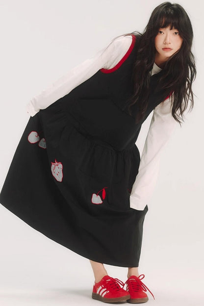 Contrast Patch Embroidery Sleeveless Dress