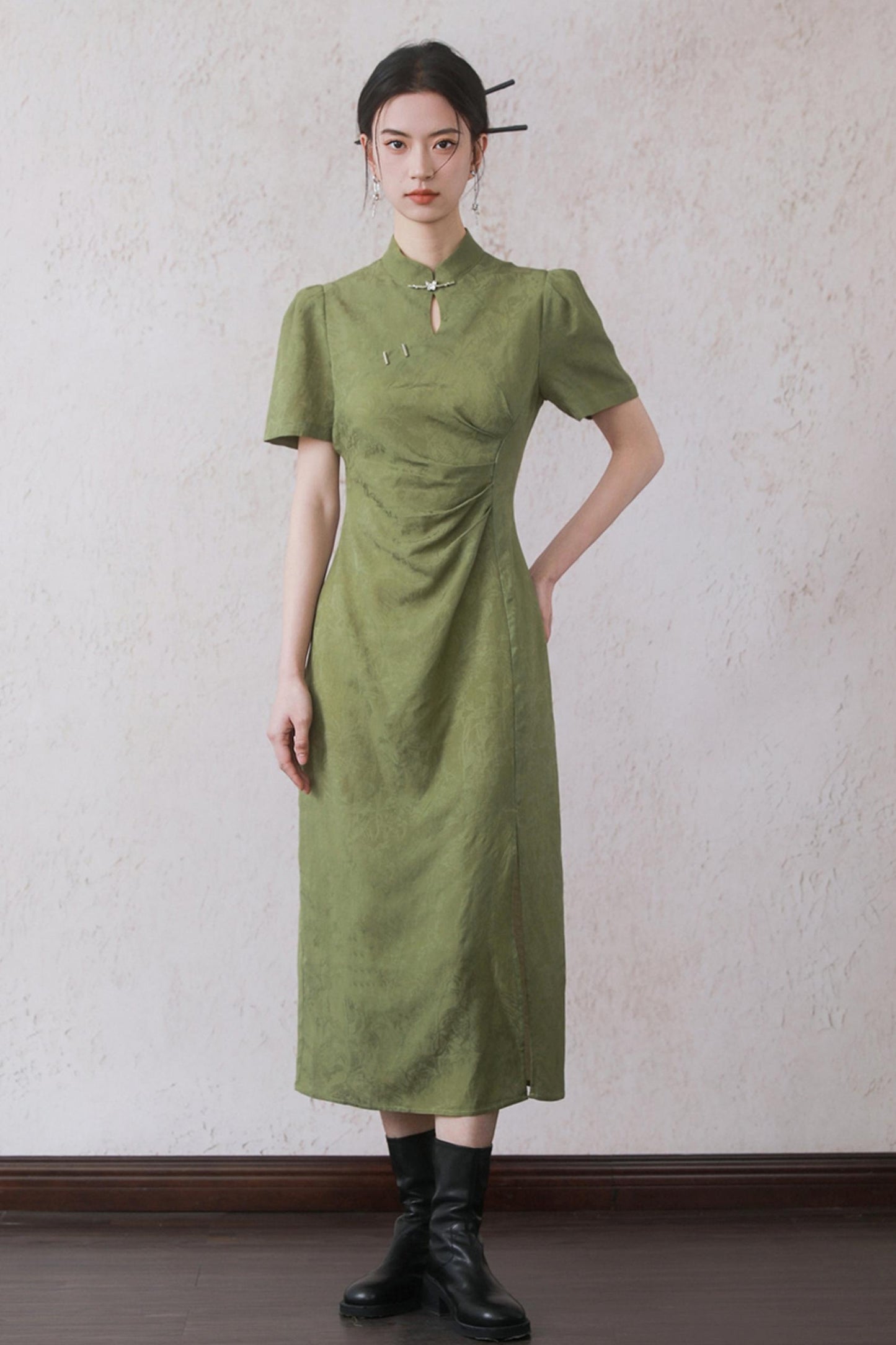 Plum Jacquard Tencel Dress