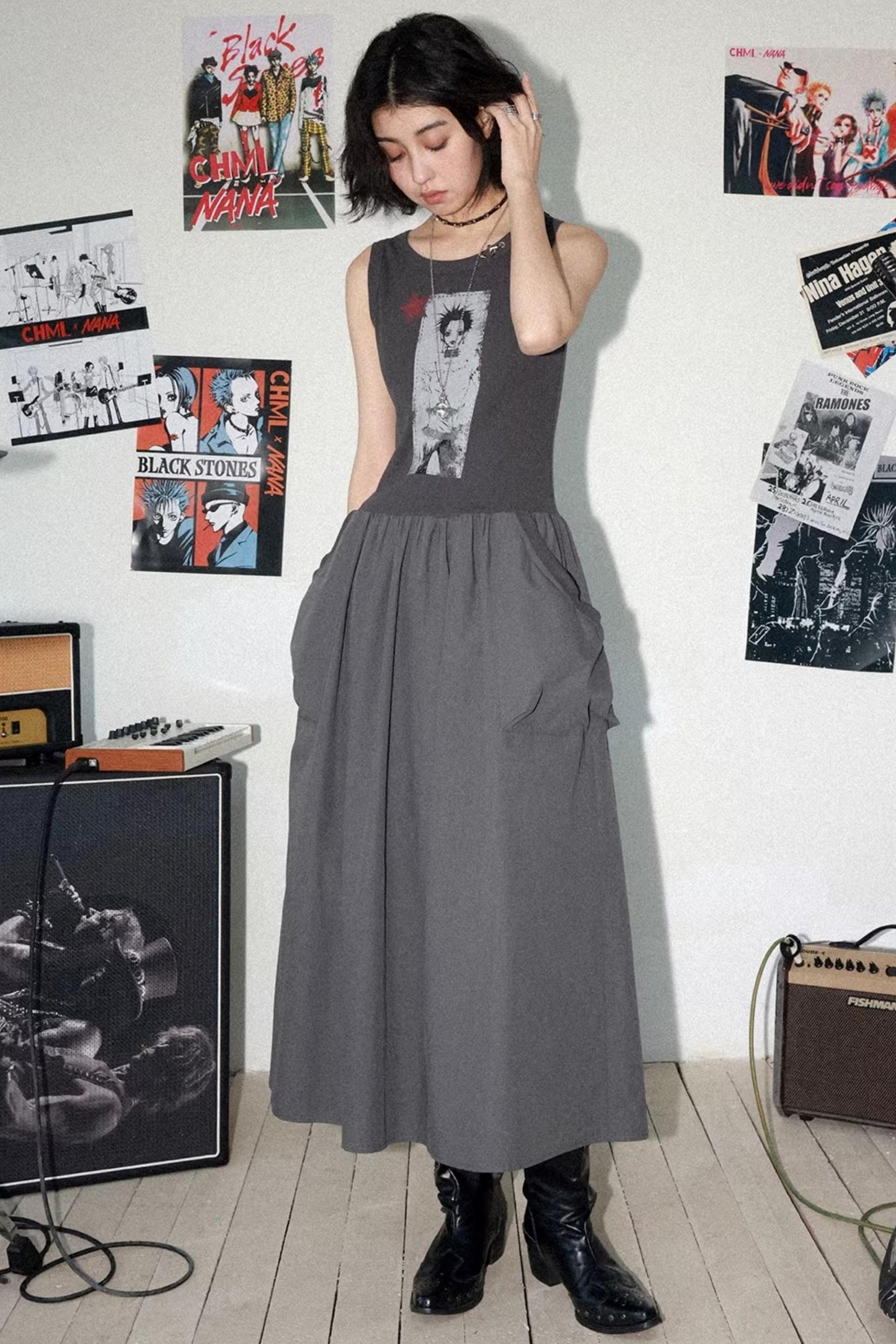 Kleid mit Charakterdruck und Patchwork