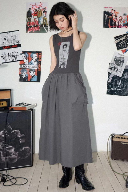 Kleid mit Charakterdruck und Patchwork
