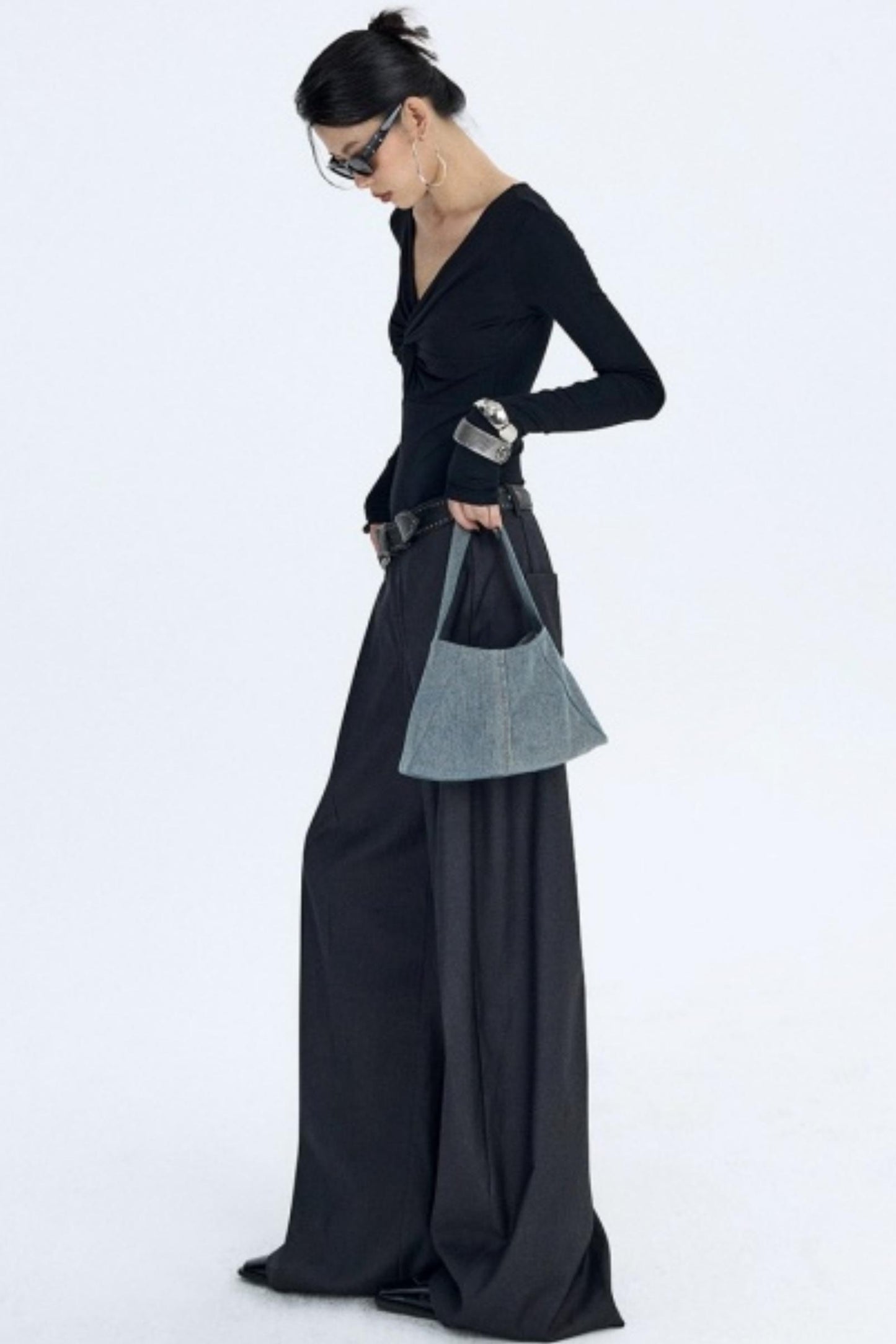 Pleated Dark Gray Scimitar Pants