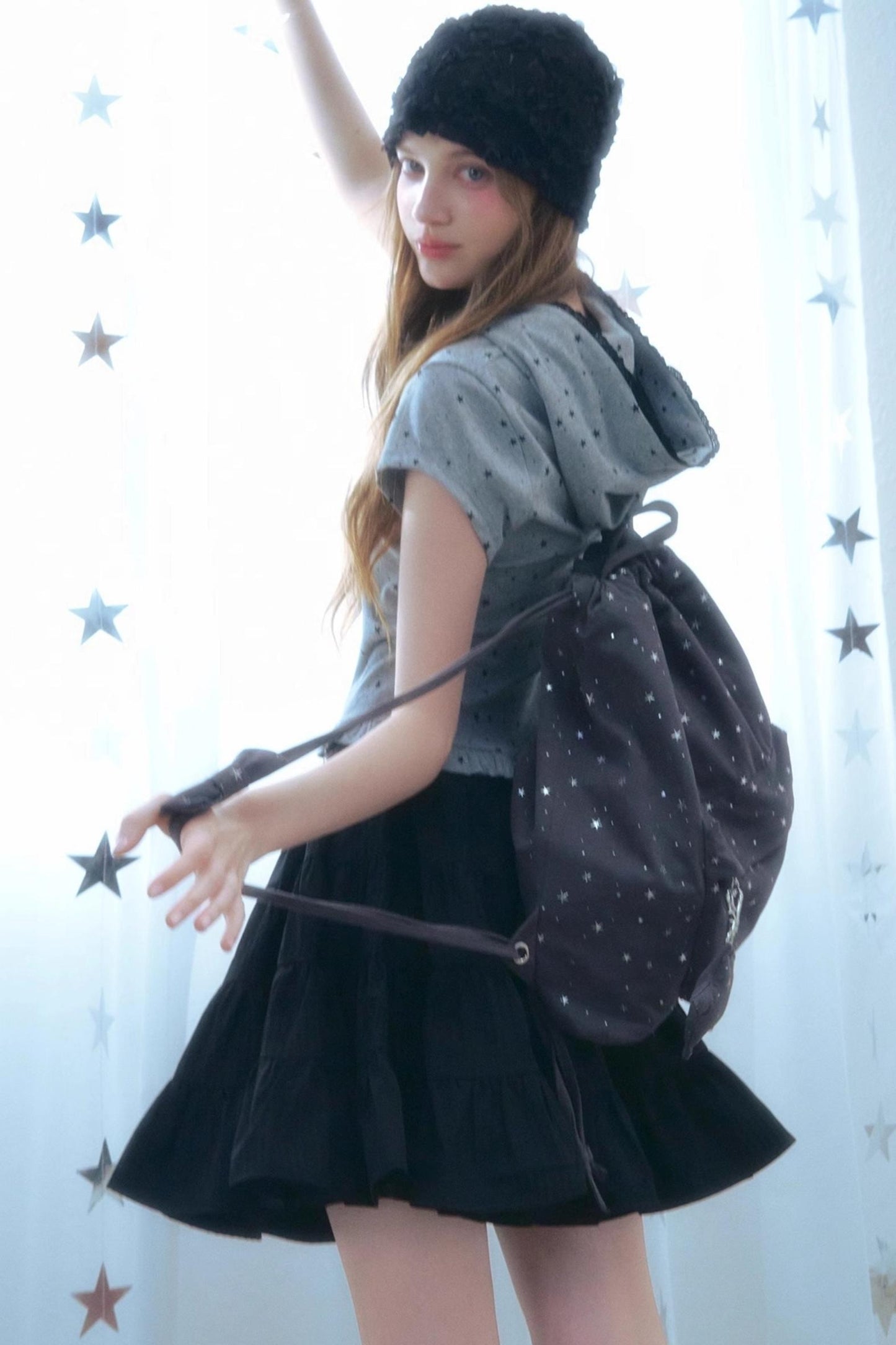 Silver Stars Drawstring Backpack