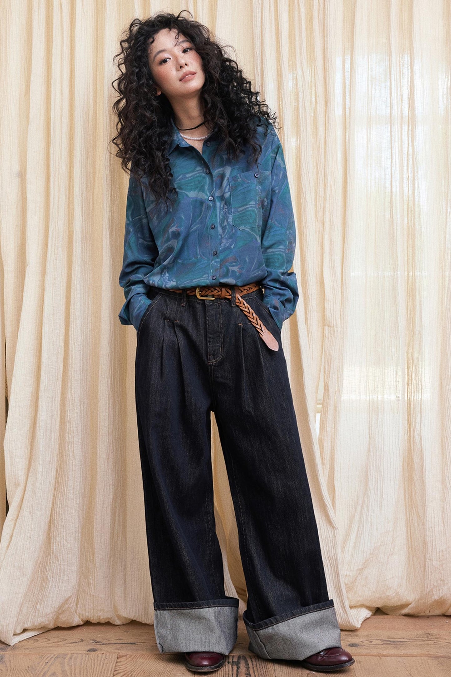 Lazy Breeze Wide-leg Denim Trousers