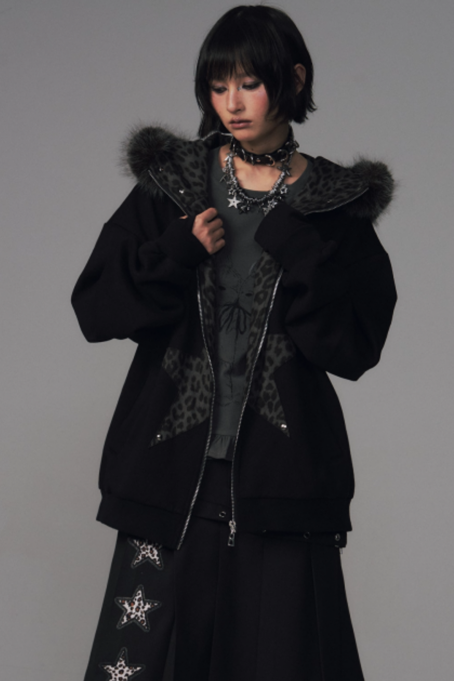 Cat-Ear Leopard Hooded Jacket