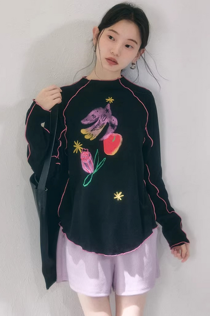 Tencel-Bluse mit Poesie-Print