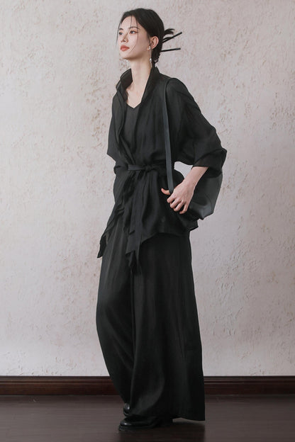 Elegant Sheer Black Two-Piece Set