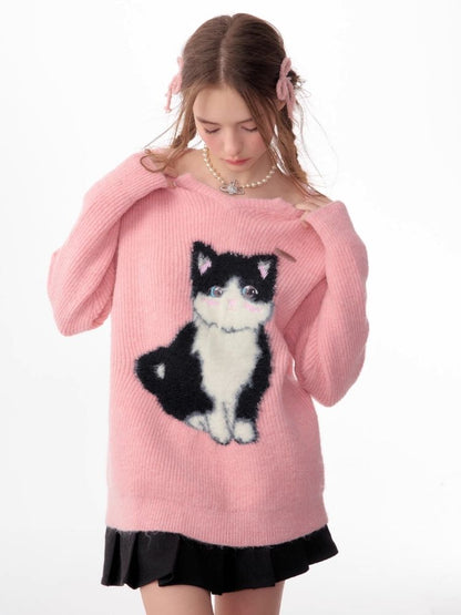 Soft thick thin cute cat sweater