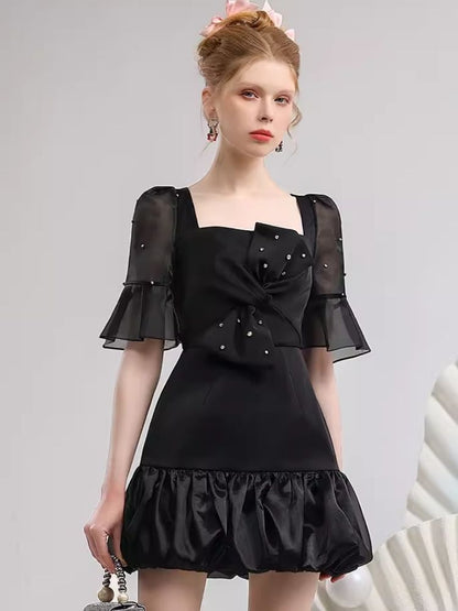 Three-dimensional bow organza dress