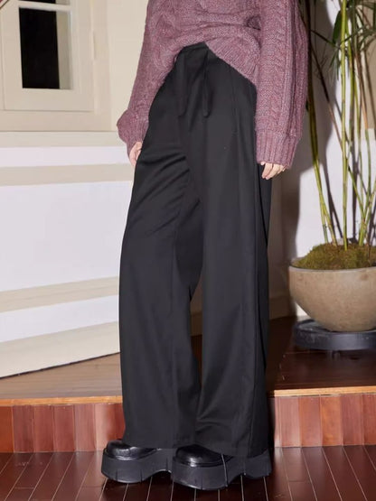 High waisted thin straight long suit pants