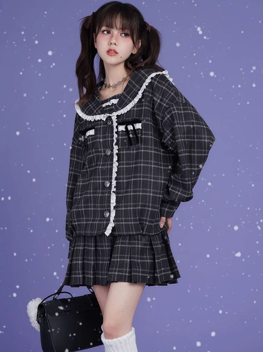 Sailor Collar Fake Two Piece One Piece Jacket