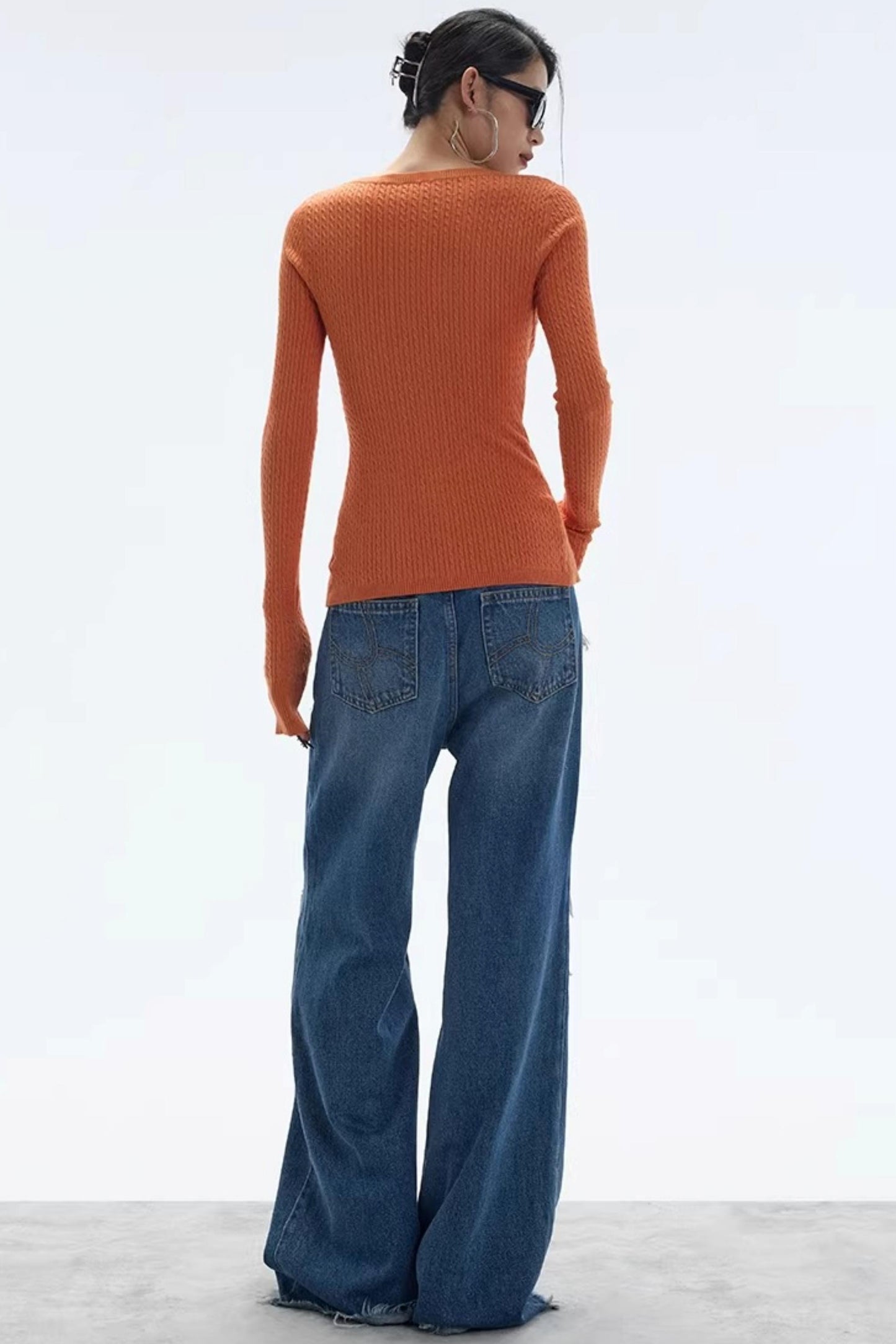 Vintage Sunset Orange Knit Cardigan