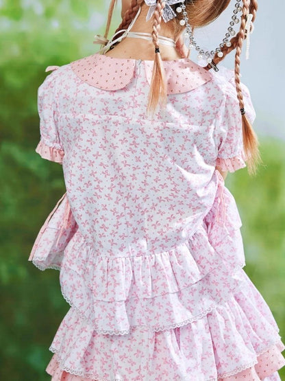 Cute Doll Neck Short Sleeve Blouse