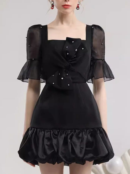 Three-dimensional bow organza dress