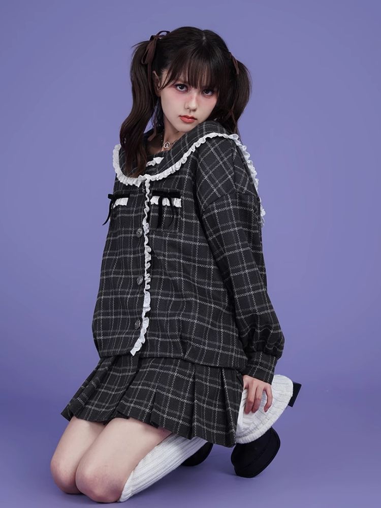 Sailor Collar Fake Two Piece One Piece Jacket