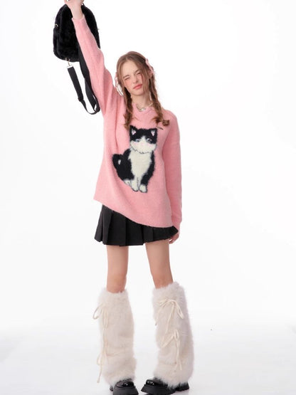 Soft thick thin cute cat sweater