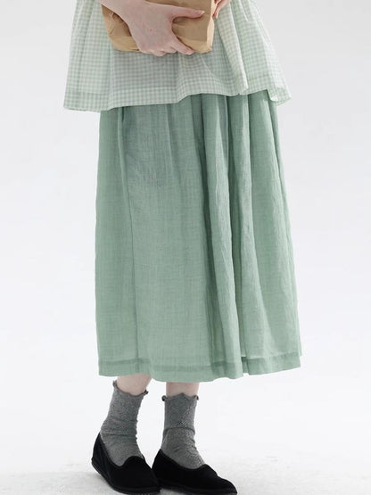 Plaid Cotton Half-body Skirt