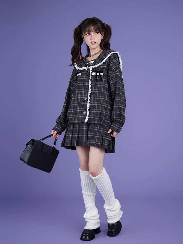 Sailor Collar Fake Two Piece One Piece Jacket