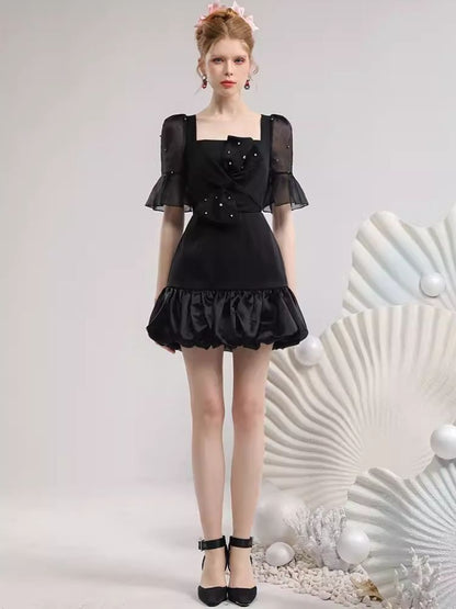 Three-dimensional bow organza dress