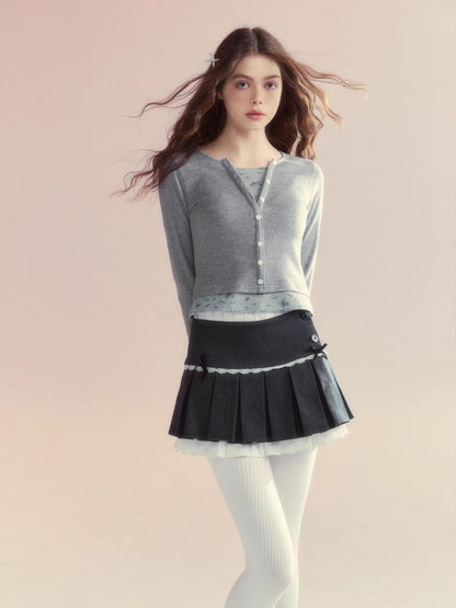 Fake Two Piece Knit Long Sleeve T-Shirt