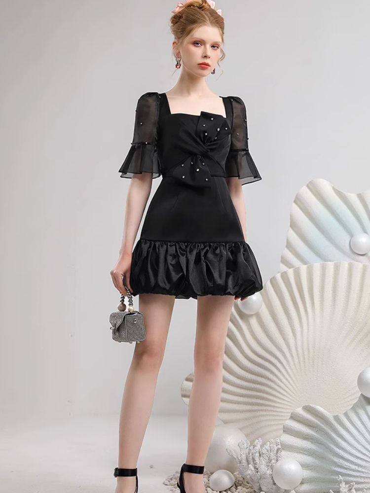 Three-dimensional bow organza dress