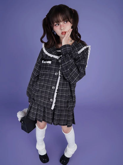 Sailor Collar Fake Two Piece One Piece Jacket