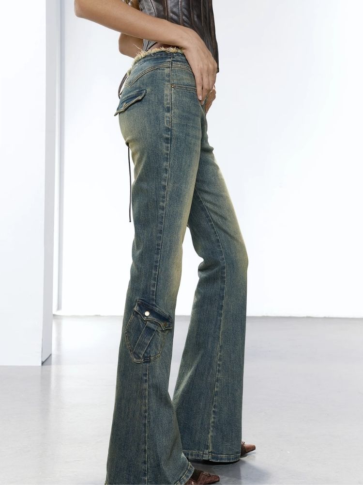 Denim Micro Flare Pants