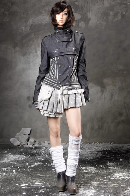 Denim Patchwork Striped Jacket