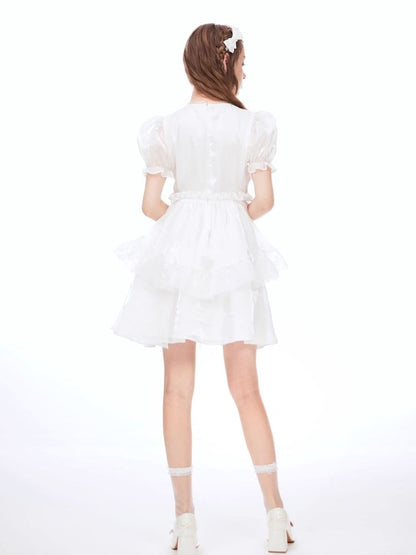 Bubble Sleeve Puffy Cake Dress