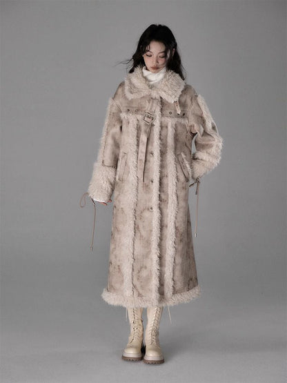 Lamb fur long coat