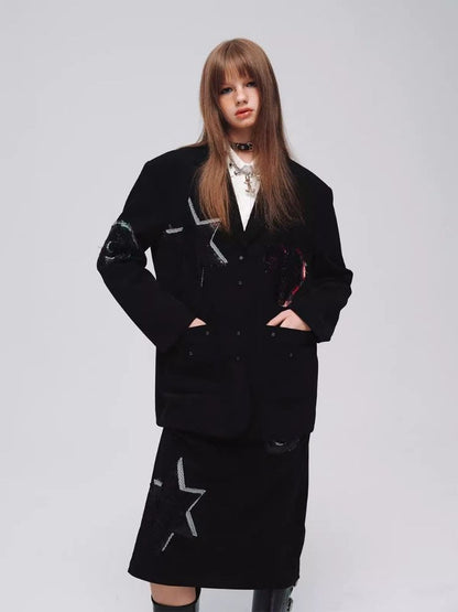 Irregular Pattern Patch Loose Suit