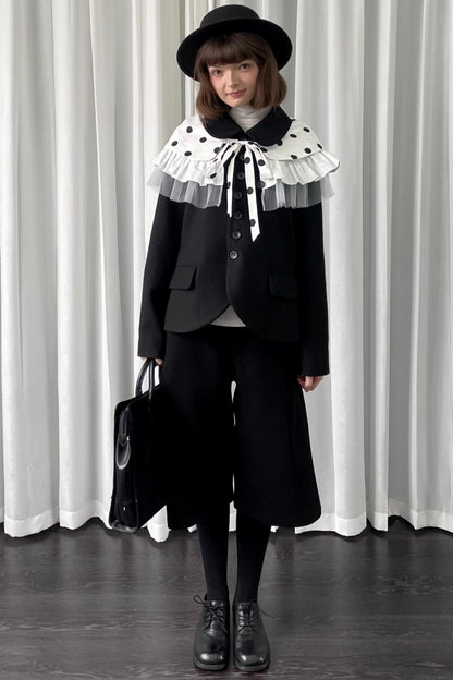 Versatile Black Woolen Suit Jacket