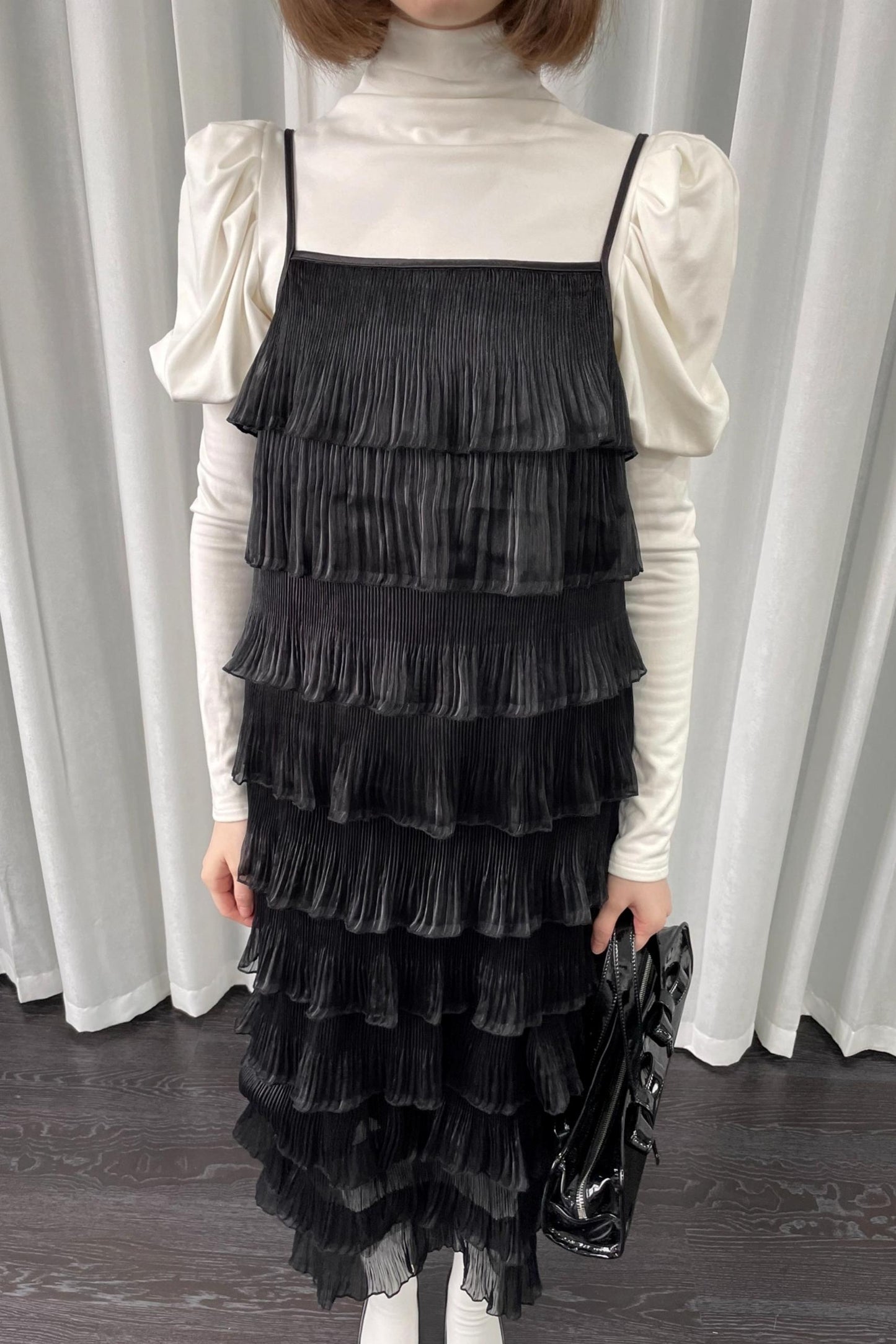 Black Pleated Slip Dress