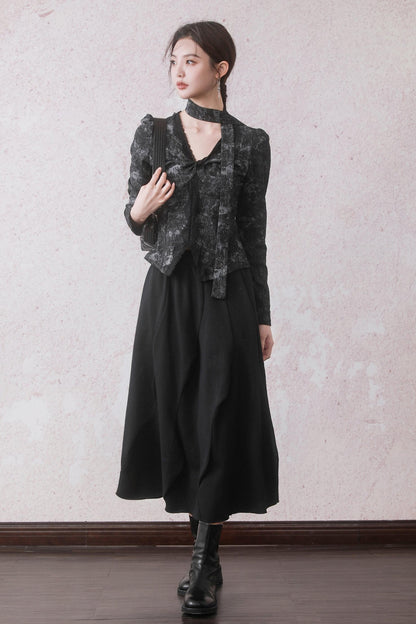 Mist Black Dyed Lace Top