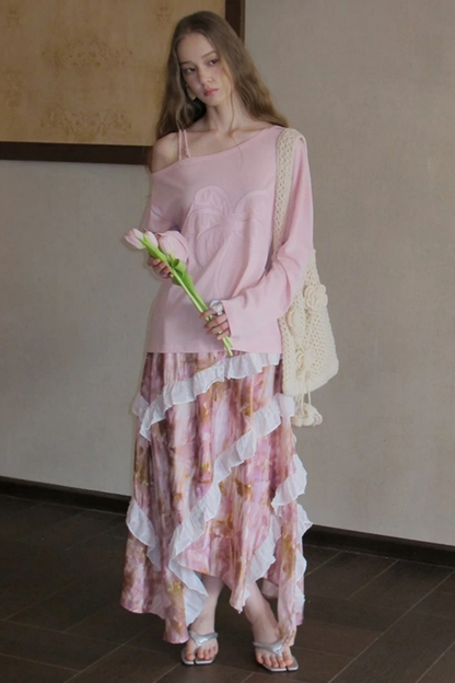 Sequin Embroidery Off-Shoulder Set-Up