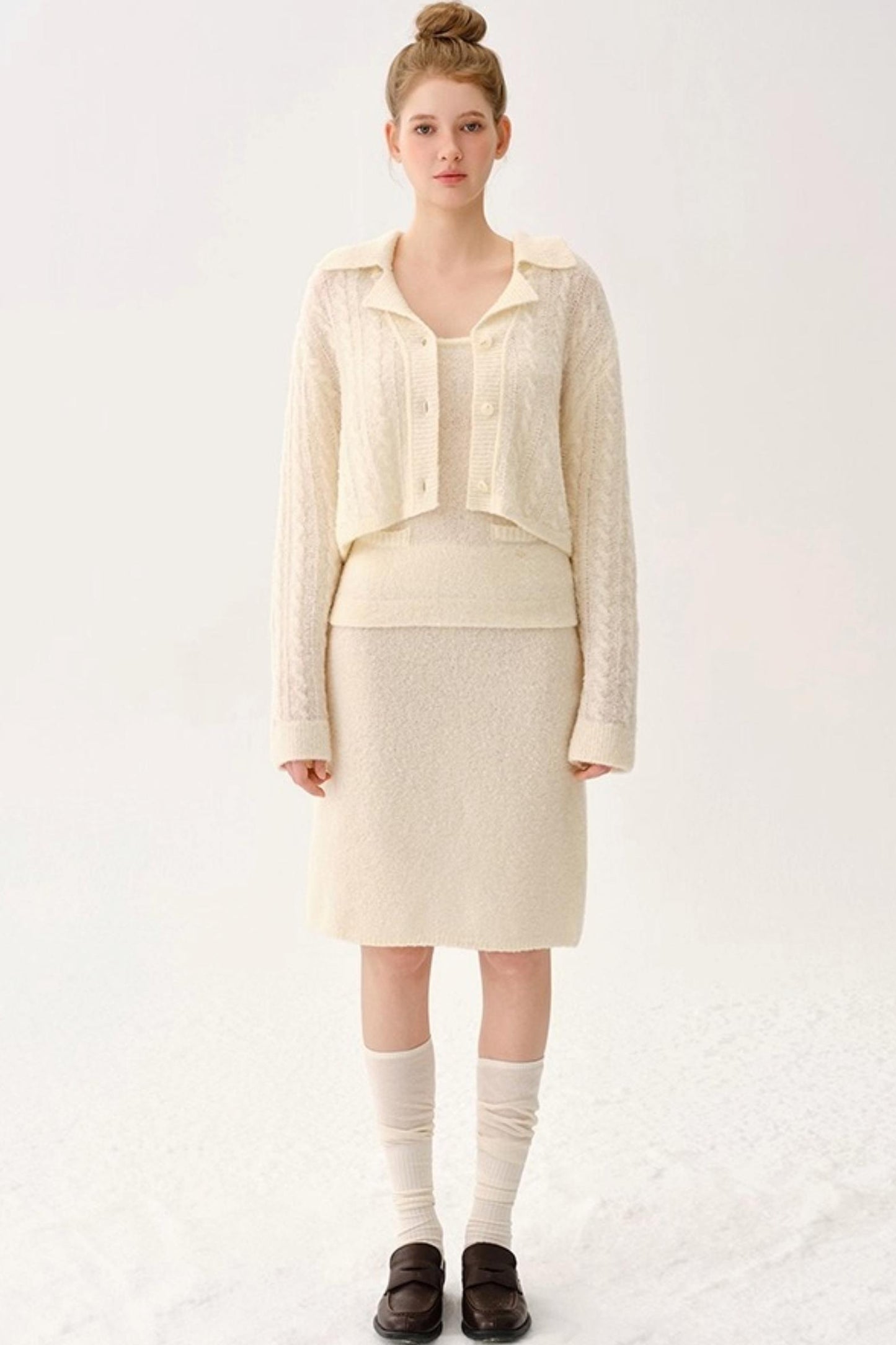 Retro Wool Knitted Cardigan Set-Up