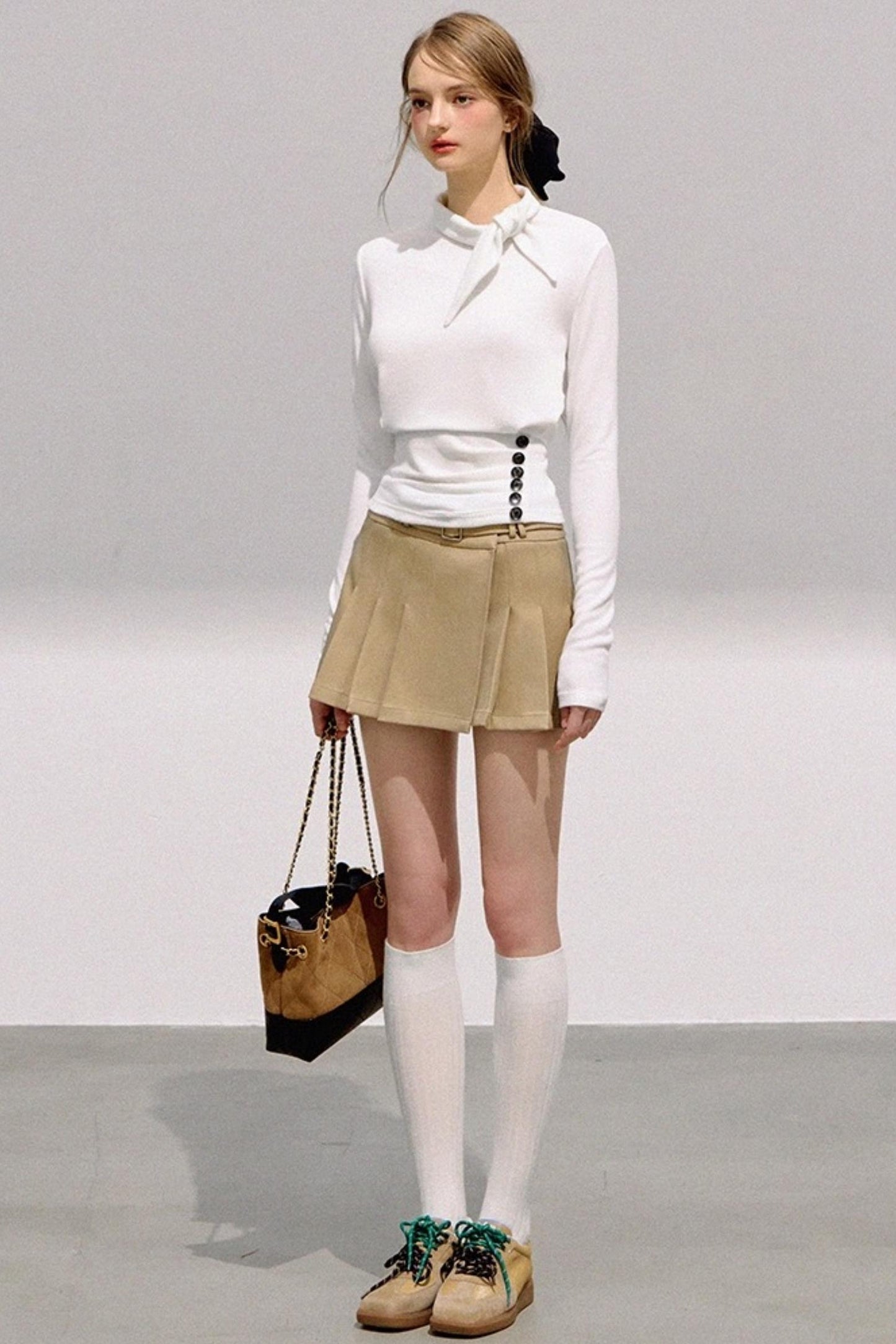 Mint Asymmetrical Button Knitwear