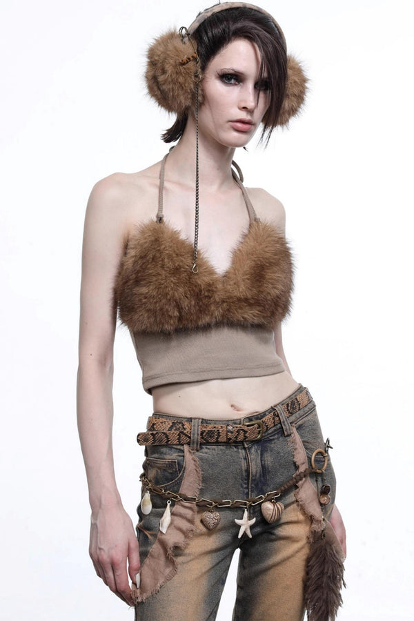 Fur Knit Halterneck Camisole
