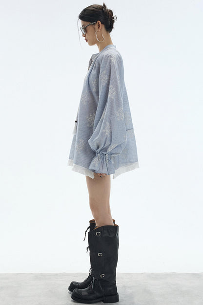 Tassel Stripe Embroidery Top