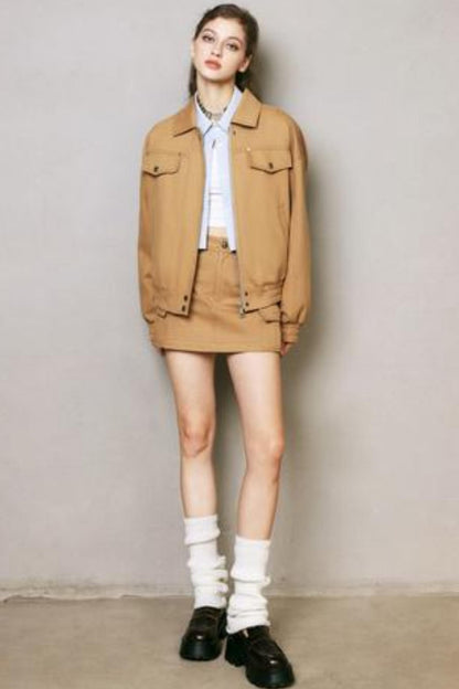 Khaki Letter Mini Skirt