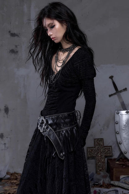 Vintage Punk Fringe Leather Belt