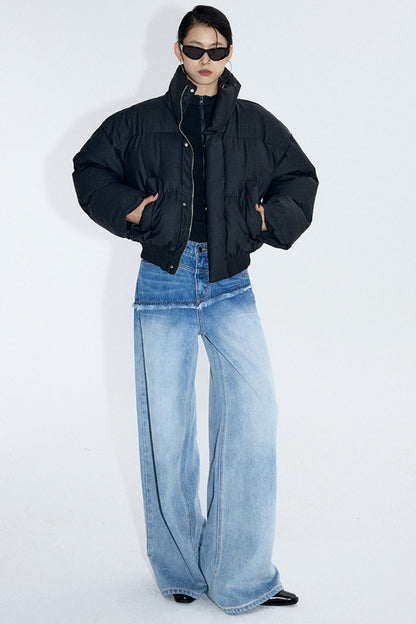 Washed Blue Gradient Wide-Leg Pants